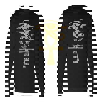Ancient Egypt Egyptian God Horus Kemetic Heru Ankh T-shirt à manches longues - Cadeauxyz