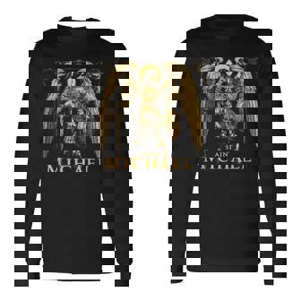 Archangel Catholic Religion Christianity Guardian Angel Long Sleeve T-Shirt - Monsterry
