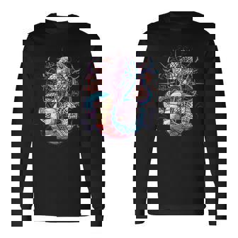 Artistic Blue Scale Snake Art On The Mystical Background Premium Long Sleeve T-Shirt - Monsterry