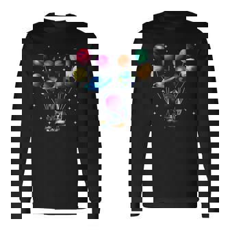Astronauta Globos Planetasentilador Sistema Solar Camiseta de manga larga - Regaloses