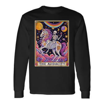 The Audacity Tarotkarte Regenbogen Skelett Einhorn Liebhaber Langarmshirts - Geschenkecke