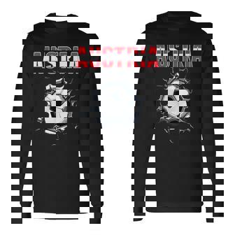 Austria Football Fans Jersey Austrian Football In Cracked Wall Langarmshirts - Geschenkecke