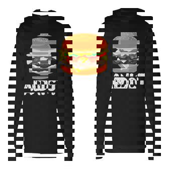 Bacon Cheeseburger Hamburger Addict Junk Fast Food Premium Long Sleeve T-Shirt - Monsterry