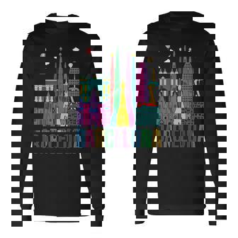 Barcelona Ciudad Paisaje Atracciones Arquitectura España Camiseta de manga larga - Regaloses
