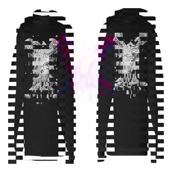 Baseball Drip For Boys Ice Cream Drip Youth Baseball Bats Long Sleeve T-Shirt - Monsterry
