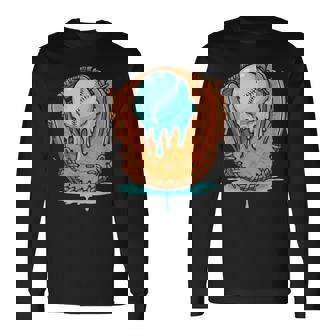 Baseball Drip Ice Cream Baseball Glove Dripping Long Sleeve T-Shirt - Monsterry