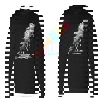 Baseball Ice Cream Watercolor Lover Ice Cream Cone Boy Youth Long Sleeve T-Shirt | Mazezy