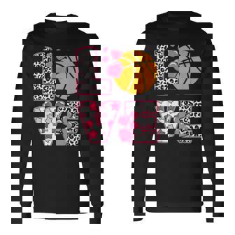Basketball Valentine Love With Heart Valentine's Day Long Sleeve T-Shirt - Monsterry