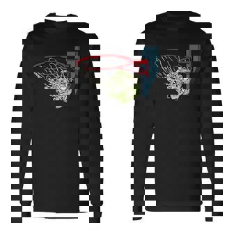 Basketball Zombie Head Lazy Halloween Costume Sport Long Sleeve T-Shirt - Monsterry