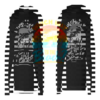 Which Way To The Beach Summer Summertime Palm Trees Graphic Long Sleeve T-Shirt - Monsterry
