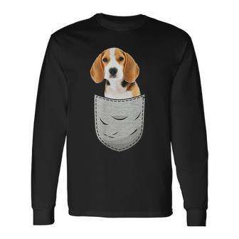 Beagle In The Chest Pocket Pocket For Dog Owners Langarmshirts - Geschenkecke