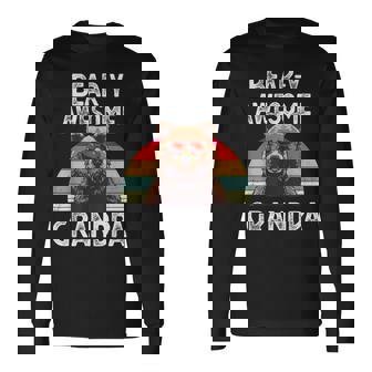 Bear-Y Awesome Grandpa Saying Bear Vintage Grandfather Long Sleeve T-Shirt - Seseable