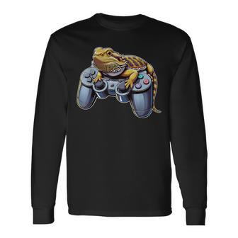 Bearded Dragons Playingideo Game Reptile Pagona Gamers Langarmshirts - Geschenkecke