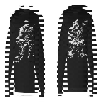 Bigfoot Playing Guitar Rock Music Band Sasquatch Long Sleeve T-Shirt - Seseable