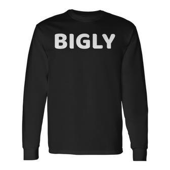 BIGLY Dark Heather Blue Asphalt Cranberry Long Sleeve T-Shirt - Monsterry