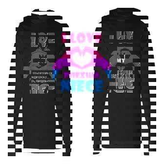 Bisexual Pride Flag Rainbow Bi Flag I Love My Bisexual Niece Long Sleeve T-Shirt - Monsterry