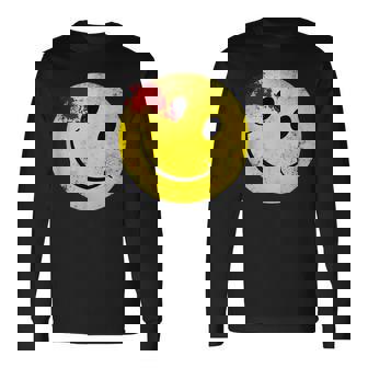 Bloody Smiling Face I Vintage Smile Emojicon Long Sleeve T-Shirt - Thegiftio UK