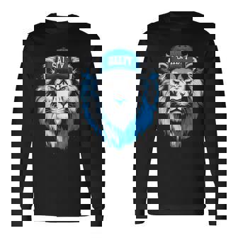 Blue Lions Salty Wearing Hat Salty Cool Lions Strong Lions Long Sleeve T-Shirt - Thegiftio