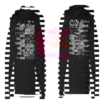 Boots & Bling Its A Cowgirl Thing Pink Black Cowgirl Melanin Long Sleeve T-Shirt - Thegiftio
