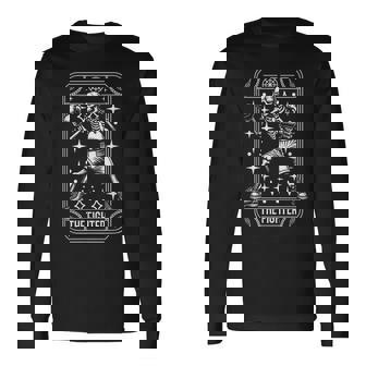 Boxing Fighter Gloves Sparring Boxer Skeleton Tarot Card Long Sleeve T-Shirt - Monsterry