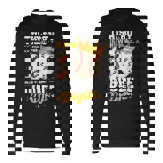 This Boy Now 10 Double Digits Baseball 10 Years Old Birthday Long Sleeve T-Shirt - Monsterry