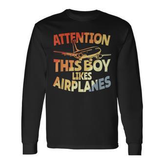 This Boy Likes Planes Aviation Boys Langarmshirts - Geschenkecke