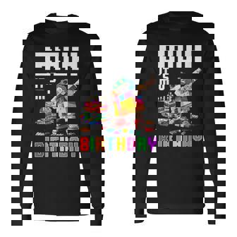 Bruh Its My Birthday Master Builder Dabbing Blocks Bricks Long Sleeve T-Shirt - Monsterry