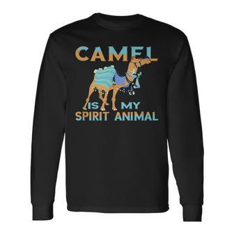 Camel Spirit Animal Camel Blue Dress Arabian Camel Animal Long Sleeve T-Shirt - Monsterry