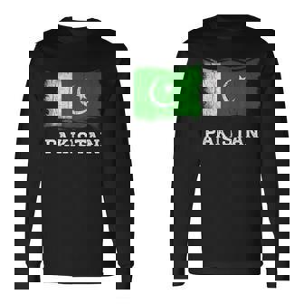 Camisa Retro De La Bandera De Pakistán Con Gráficointage Paquistaní Grunge Camiseta de manga larga - Regaloses