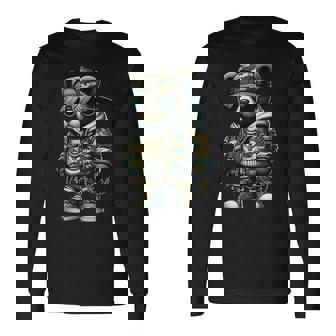 Camo Teddy Bear Hip-Hop Streetwear-Urban Camouflage Bear Long Sleeve T-Shirt - Thegiftio UK