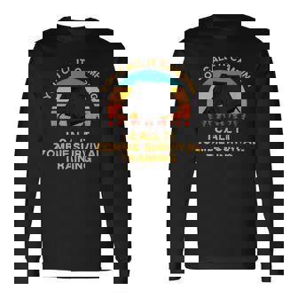 Camping Zombie Survival Training Apocalypse Short Sleeve Classic Fit Small Long Sleeve T-Shirt - Monsterry