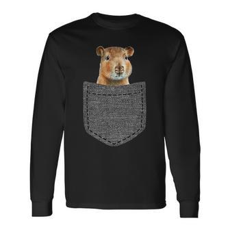 Capybara In Chest Pocket Capybara Langarmshirts - Geschenkecke