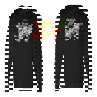 Cat Christmas Wreath Joy Long Sleeve T-Shirt - Monsterry