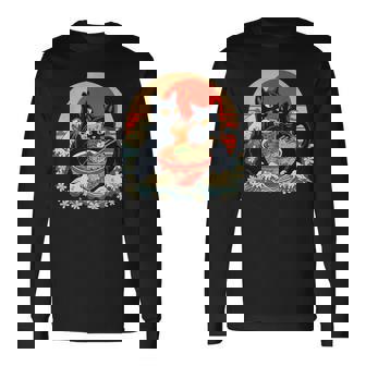 Cat Eating Ramen Boba Tea Bubble Tea Long Sleeve T-Shirt - Monsterry