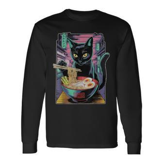 Cat Ramen Anime Manga Kawaii Otaku Fashion Cat Streetwear Langarmshirts - Geschenkecke