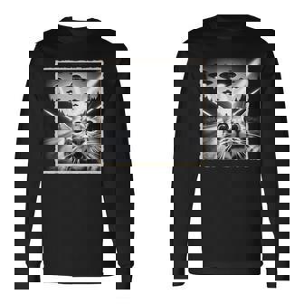 Cat Selfie With Ufo Alien & Cat Long Sleeve T-Shirt | Seseable CA