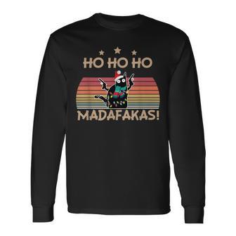 Catintage Pew Pew Madafakas Cat Ho Ho Ho Christmas Langarmshirts - Geschenkecke