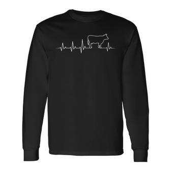 Cattle Farmers Fleckvieh Heartbeat Cows Ecg Cow Farmer Langarmshirts - Geschenkecke