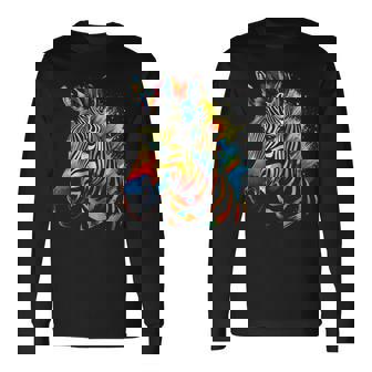 Cebra Colorido Animal Motivo Arte Cebra Camiseta de manga larga - Regaloses