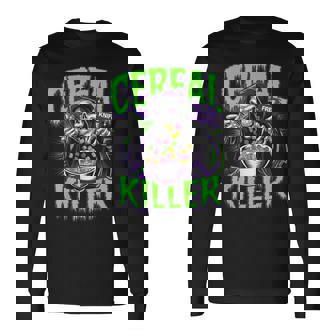 Cereal Killer True Crime Lover Grim Reaper Halloween Long Sleeve T-Shirt - Monsterry
