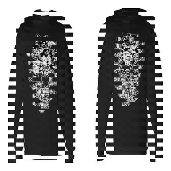 Chihuahua Skull Dog Skeleton Halloween Long Sleeve T-Shirt - Monsterry