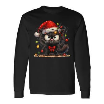 Christmas Grumpy Angry Cat Naughty Fairy Lights Langarmshirts - Geschenkecke