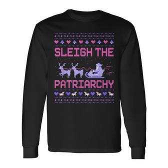 Christmas Sleigh The Patriarchy Feminist Feminism Deer Xmas Langarmshirts - Geschenkecke