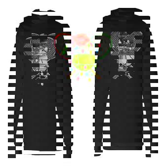 Christmas Tennis Xmas Christmas Tree Lights Tennis Player Long Sleeve T-Shirt - Monsterry