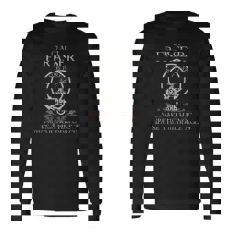 Clan Fraser Of Lovat Tartan Crest Thistle Vintage Long Sleeve T-Shirt | Seseable CA