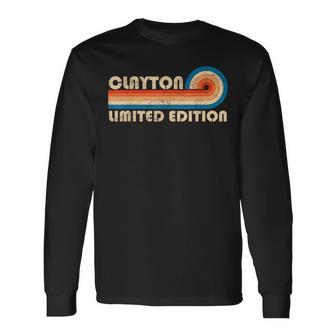 Clayton First Name Retro Vintage Birthday Long Sleeve T-Shirt - Thegiftio UK