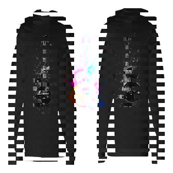 Colorful Guitarist Guitar Music Lover Long Sleeve T-Shirt | Seseable CA