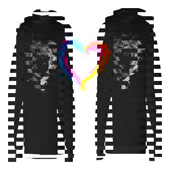 Colorful Heart Love Valentines Day Long Sleeve T-Shirt - Seseable