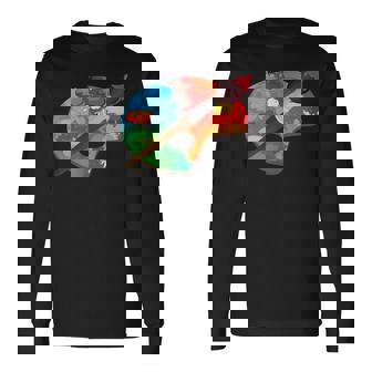 Colorful Paint Palette And Brushes Art Long Sleeve T-Shirt - Monsterry