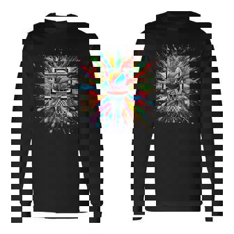 Colorful Tie Dye Basketball Hoop Splash Color Net Slam Dunk Long Sleeve T-Shirt - Monsterry